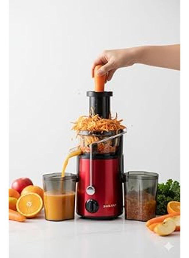 sokany SK-4001 Sokany Fruit and Vegetable Juicer - 800W motor, two different speeds, large juice bowl, stainless steel - Red and Black - Image 3